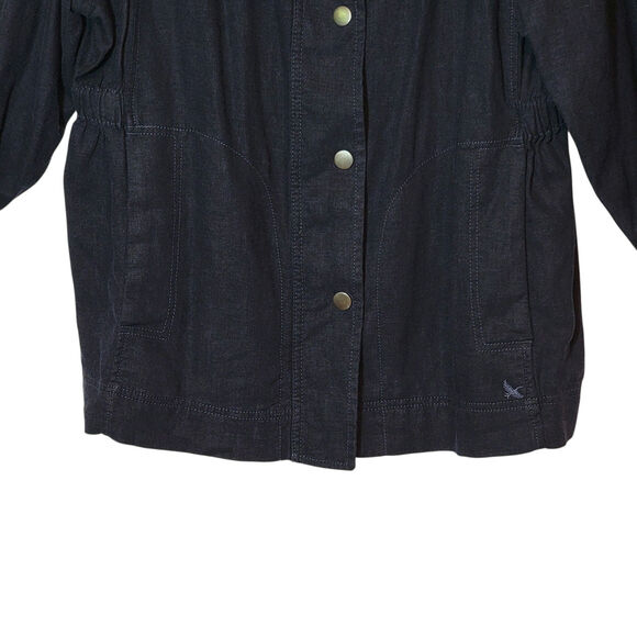 Eddie Bauer Blue Linen Blend Utility Jacket Lightweight Casual Classic Sporty L - Picture 4 of 11